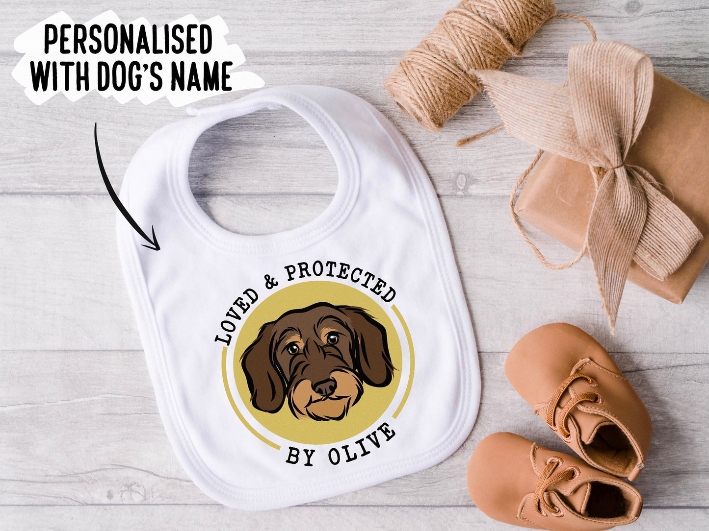 Wire Haired Dachshund Baby Bib