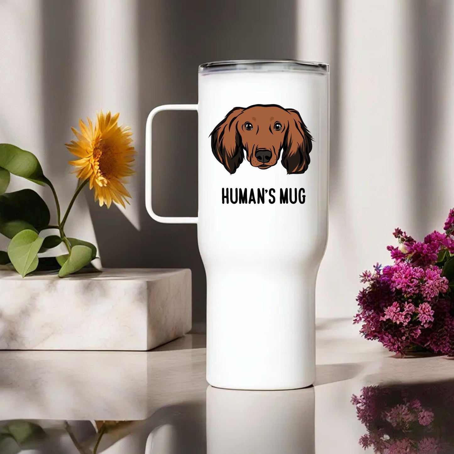 Long Haired Dachshund Travel Mug