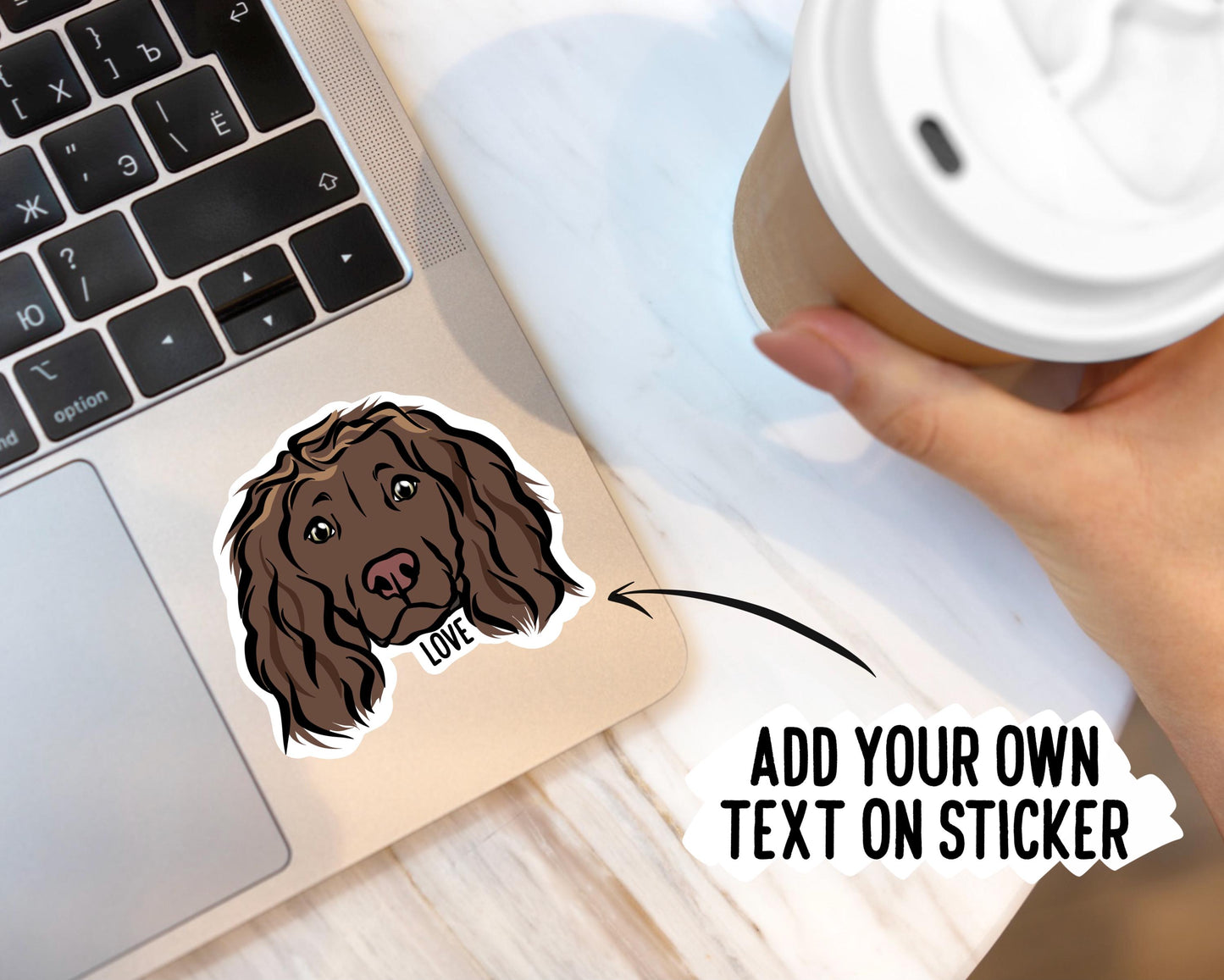 Working Cocker Spaniel Stickers/ Custom Working Cocker Face Die Cut Stickers/ Pet Owner Name Laptop Stickers/ Dog Lover Sticker Decal Pack