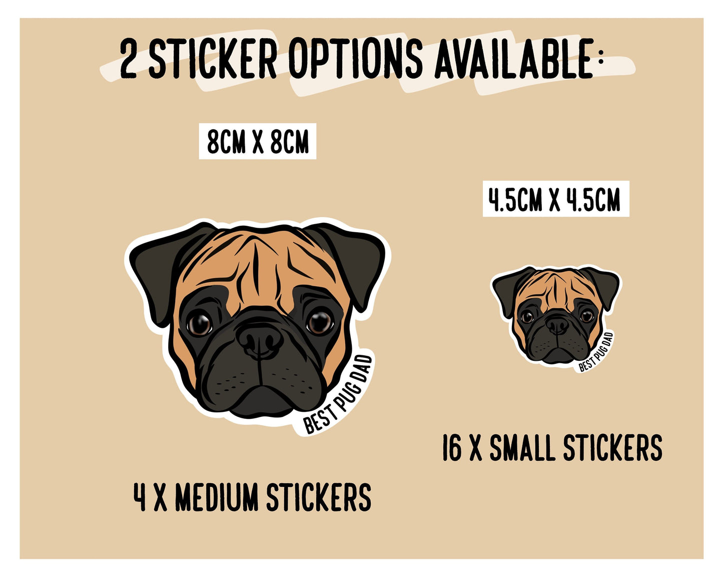 Personalised Pug Face Stickers