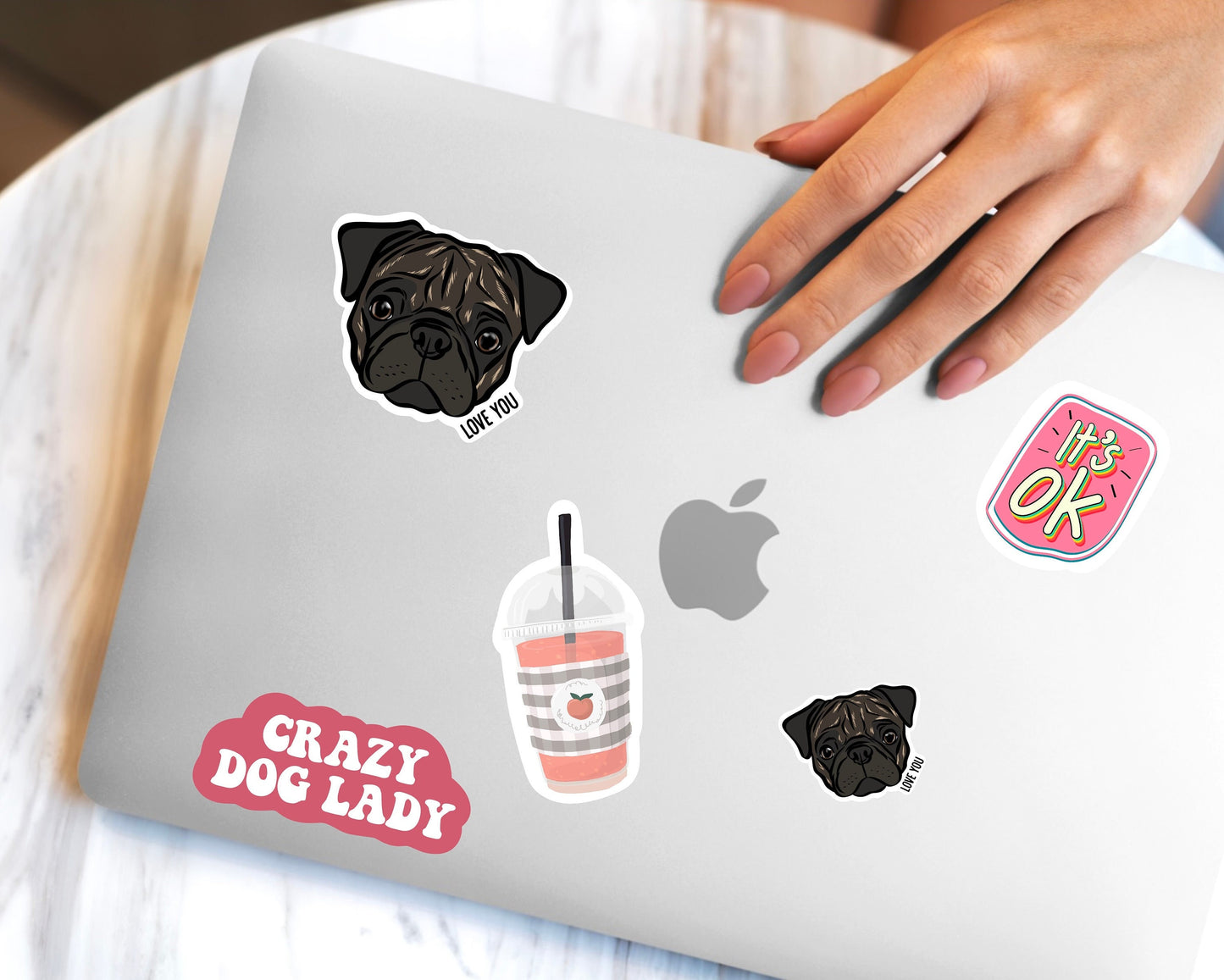 Personalised Pug Face Stickers