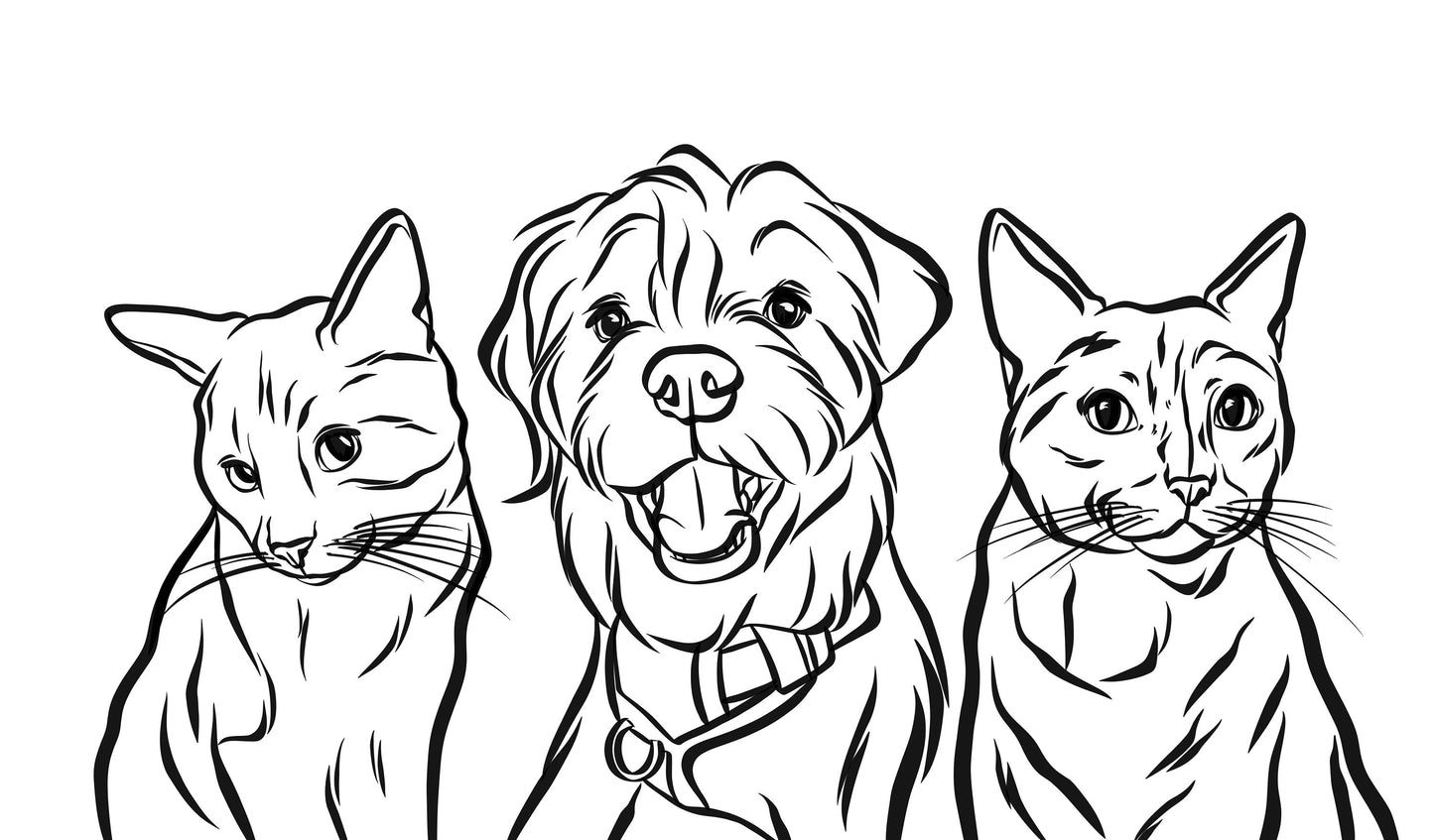 Outline Pet Drawing/ Minimalist Line Art Commission/ Custom Digital Portrait/ Personalised Illustration/ Recreated Dog Cat Cartoon