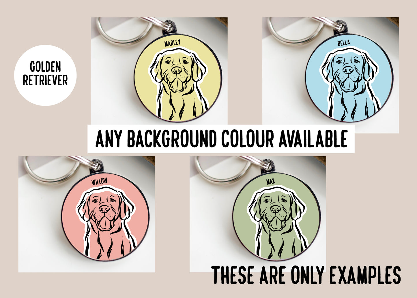 Golden Retriever Outline ID Tag