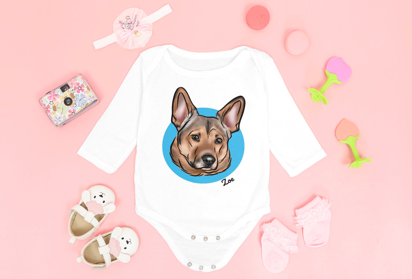 Long Sleeve Baby Onesie (White)