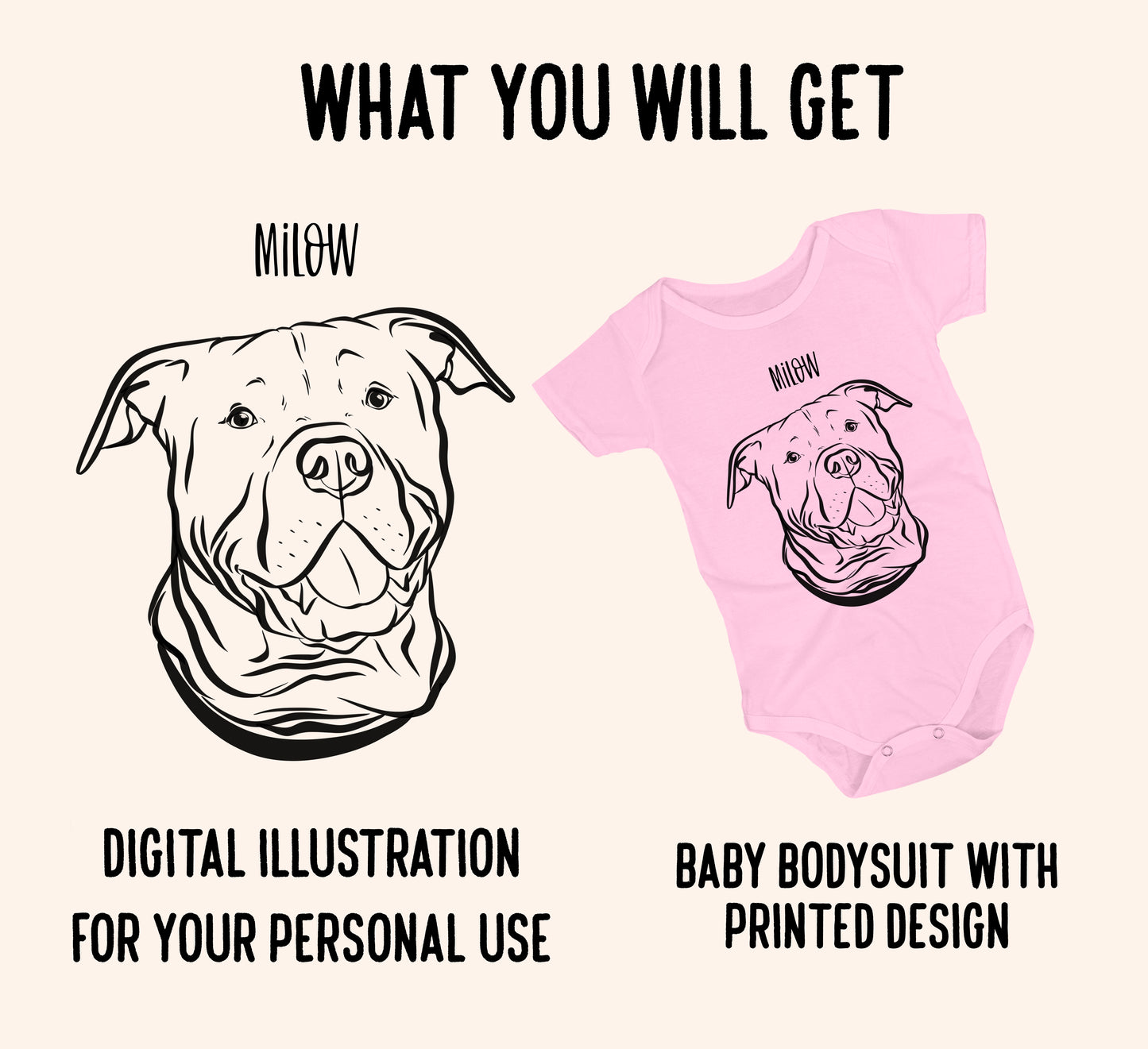 Outline Pet Portrait Onesie (Baby Pink)