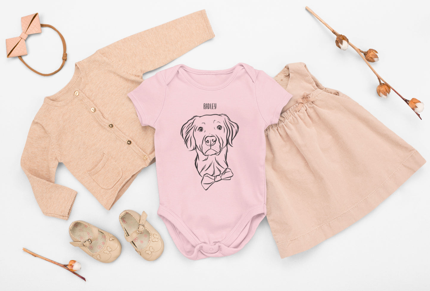 Outline Pet Portrait Onesie (Baby Pink)