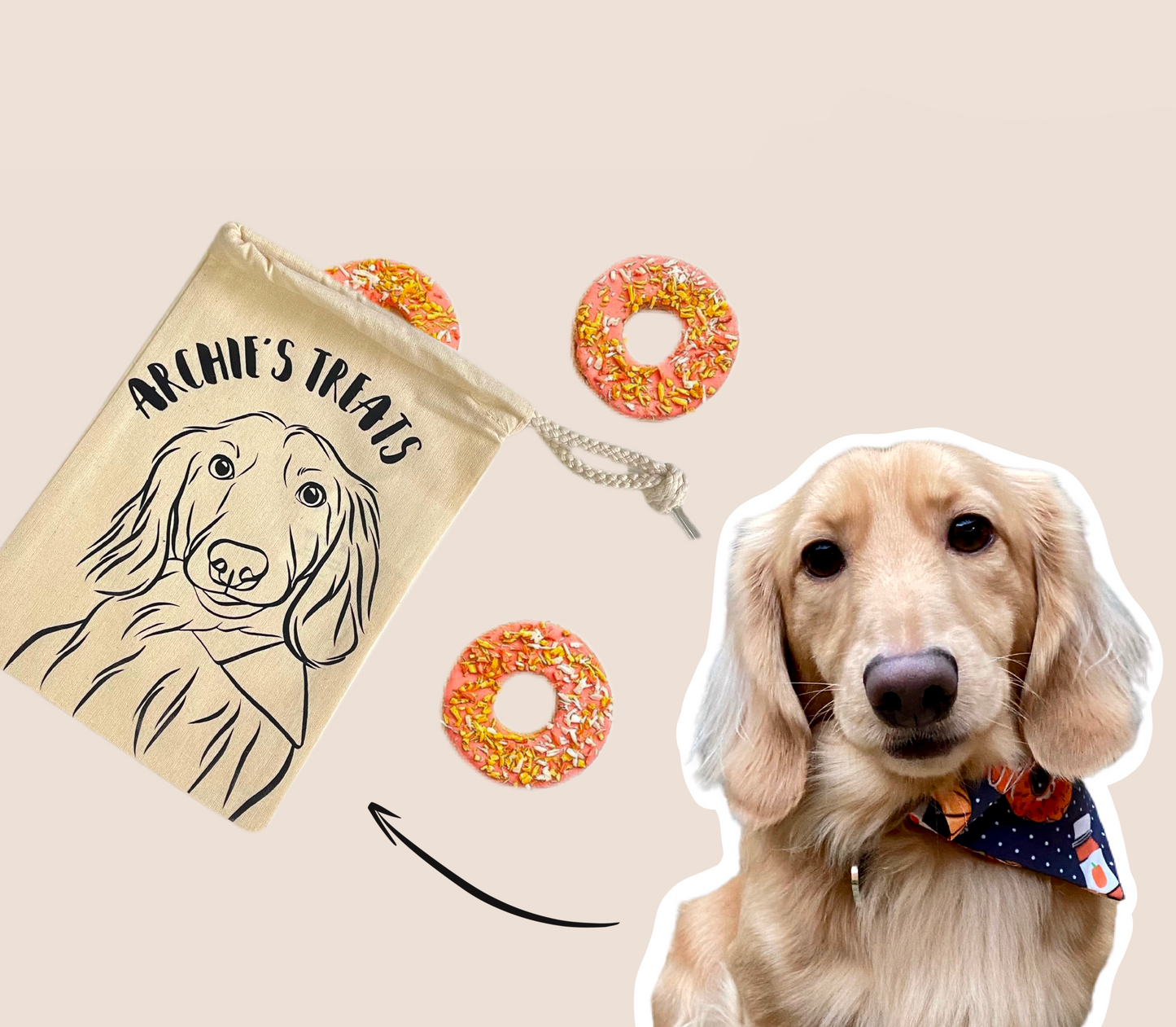 Pet Portrait Treat Bag (Beige)