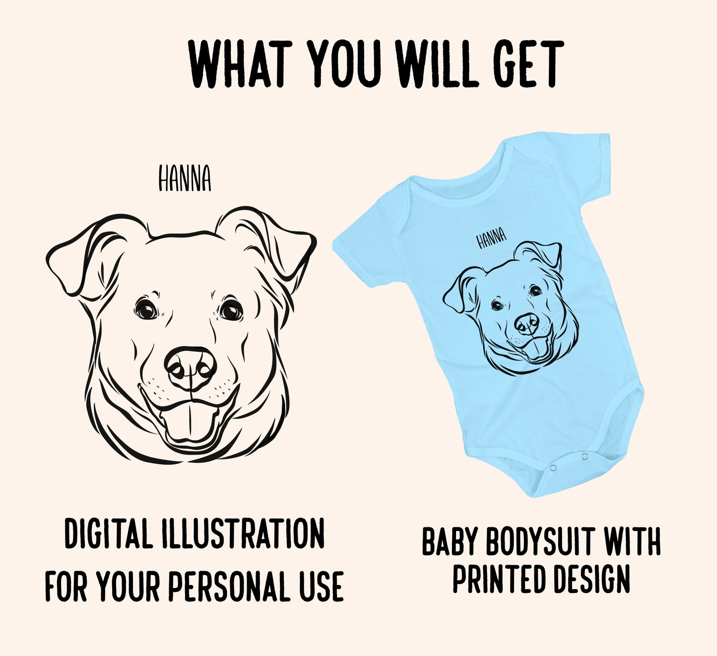 Outline Pet Portrait Onesie (Baby Blue)