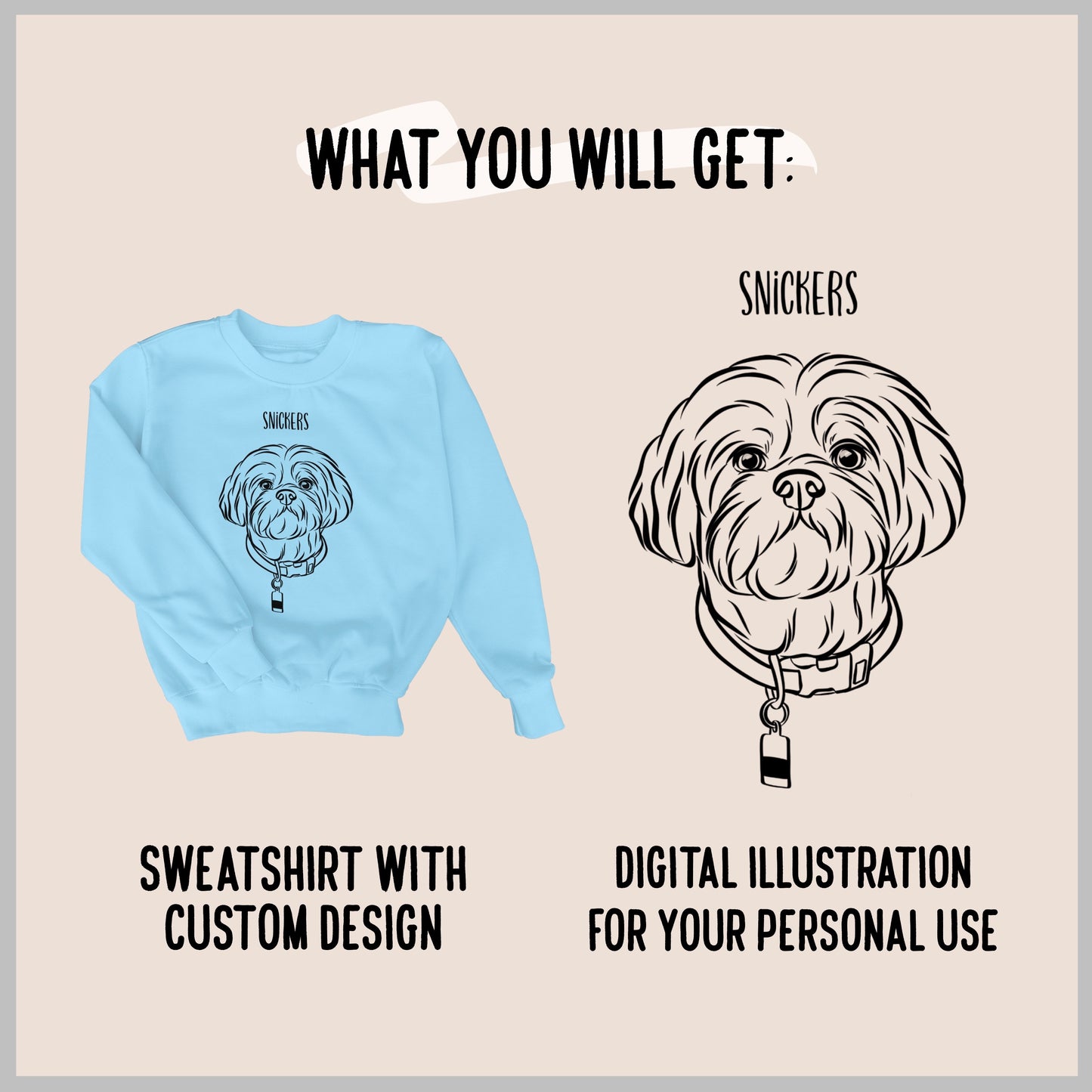 Outline Pet Portrait Sweatshirt (Baby Blue)