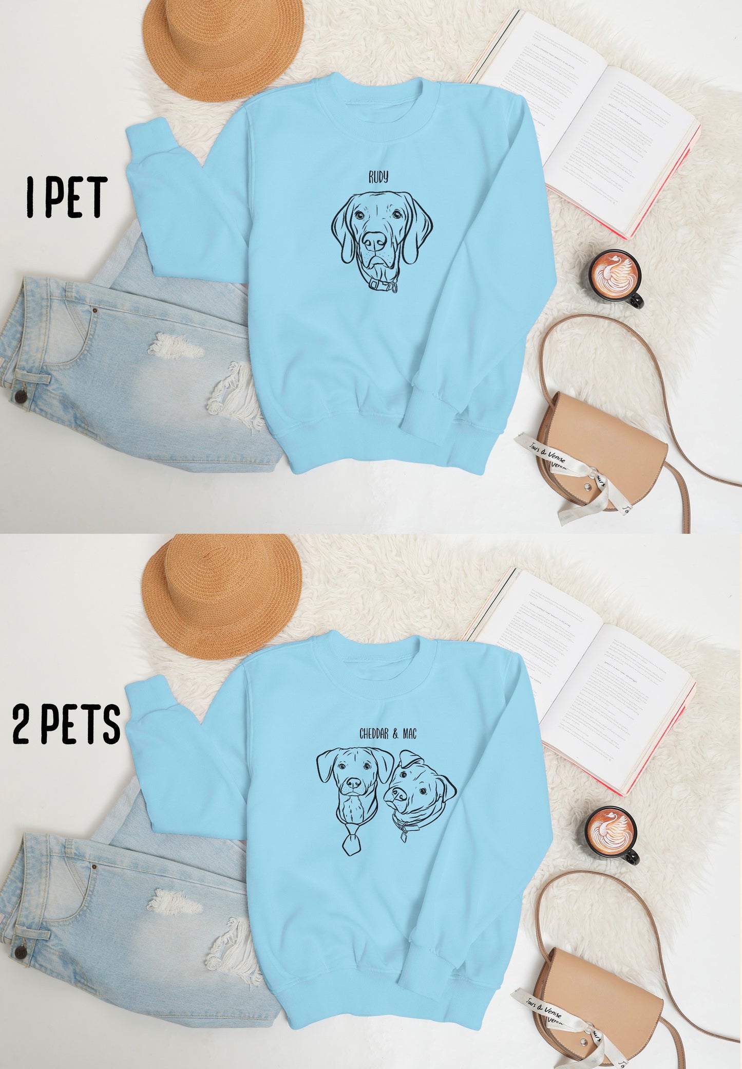 Outline Pet Portrait Sweatshirt (Baby Blue)