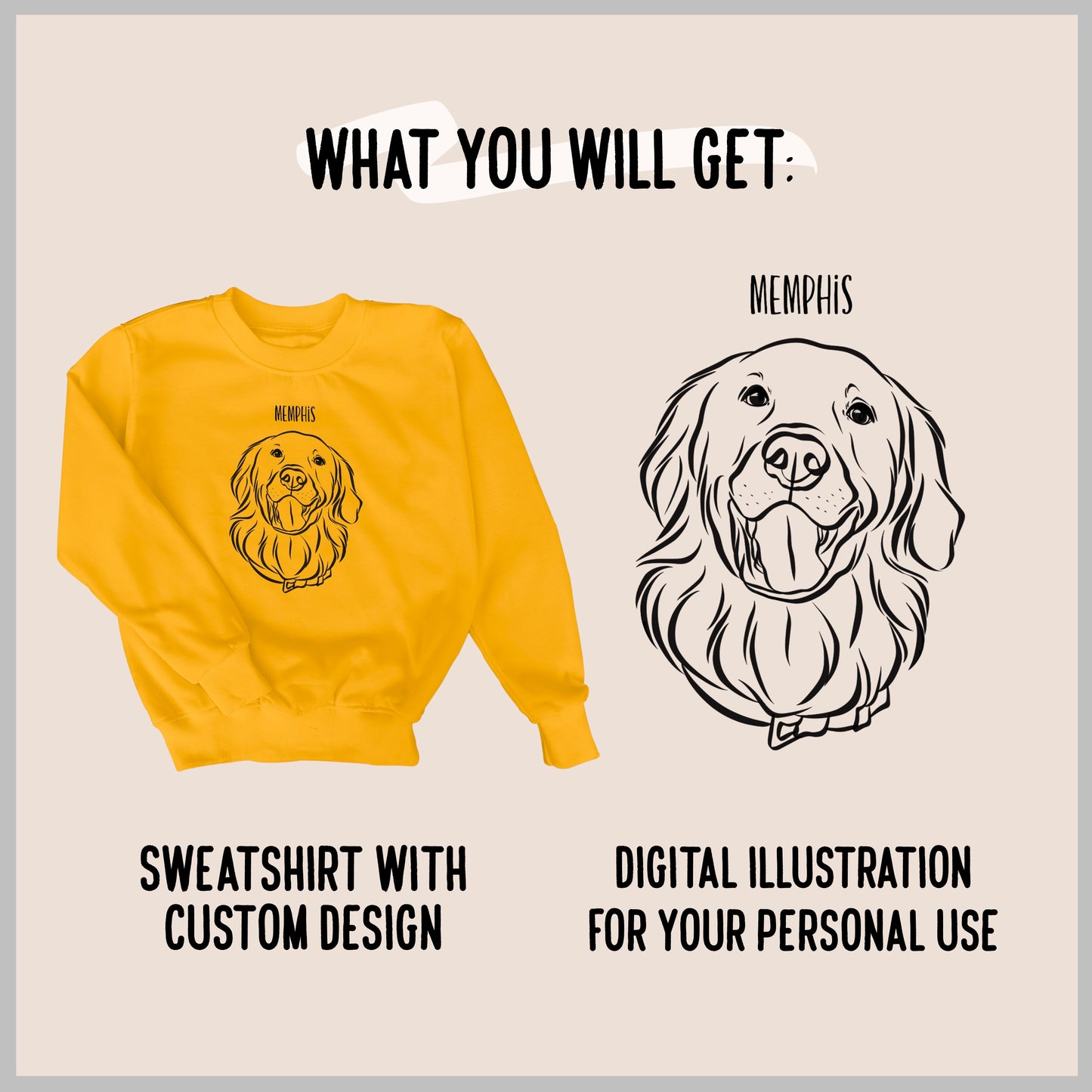 Outline Pet Portrait Sweatshirt (Mustard Yellow)