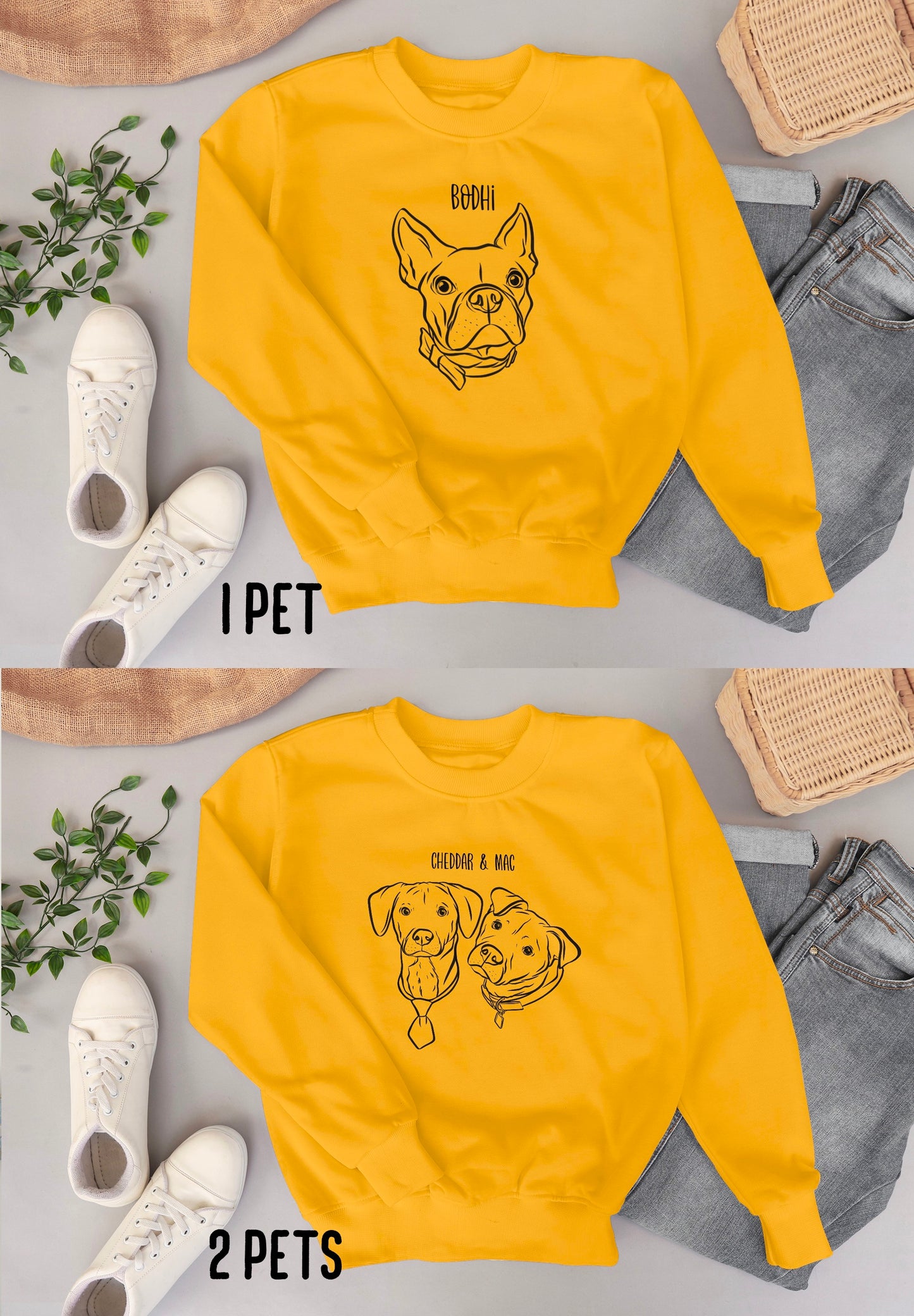 Outline Pet Portrait Sweatshirt (Mustard Yellow)