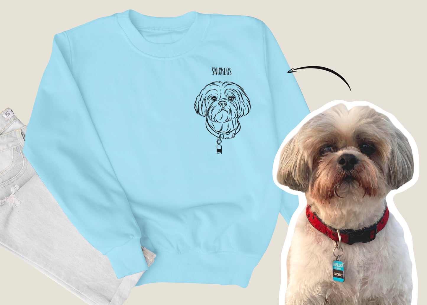 Outline Pet Portrait Sweatshirt (Baby Blue)