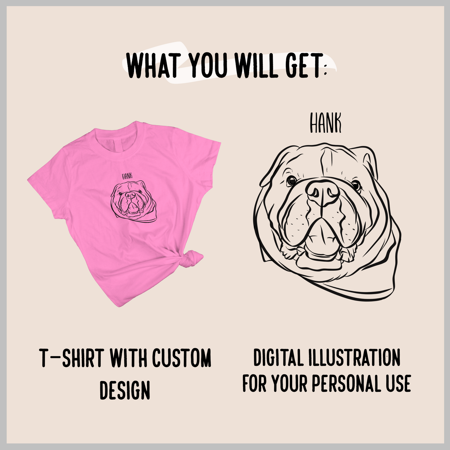Outline Pet Portrait T-Shirt (Orchid Pink)