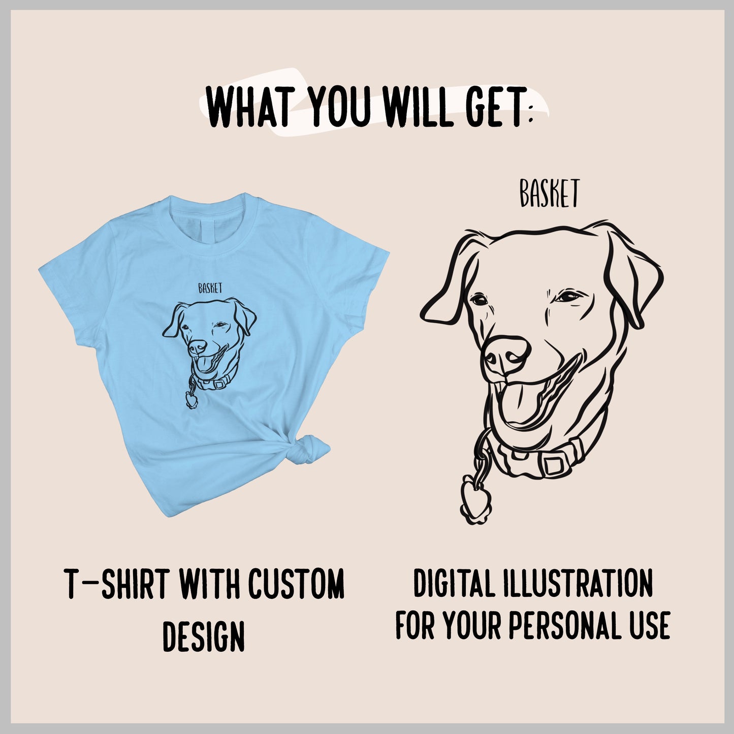 Outline Pet Portrait T-Shirt (Sky Blue)