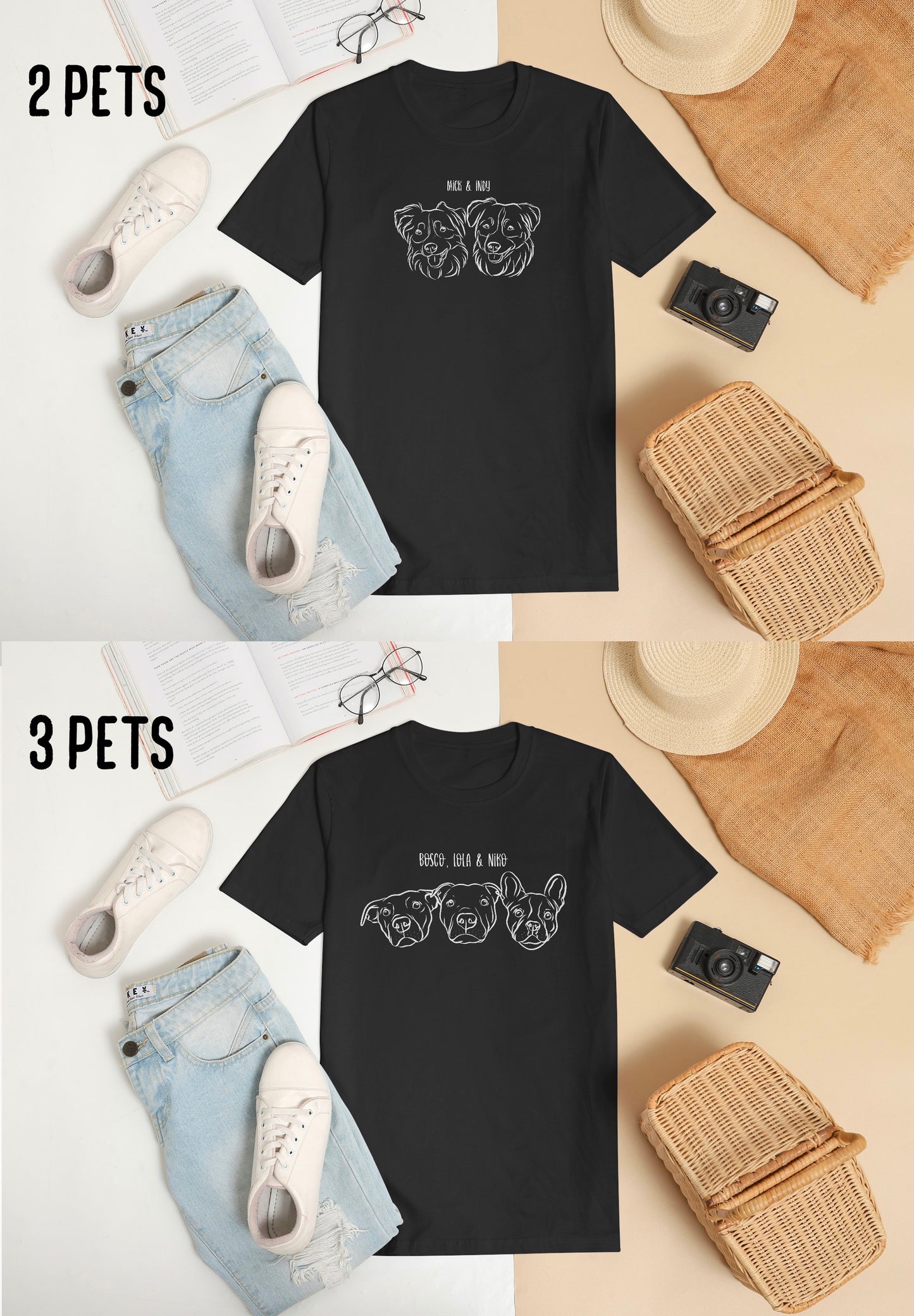 Outline Pet Portrait T-Shirt (Black)