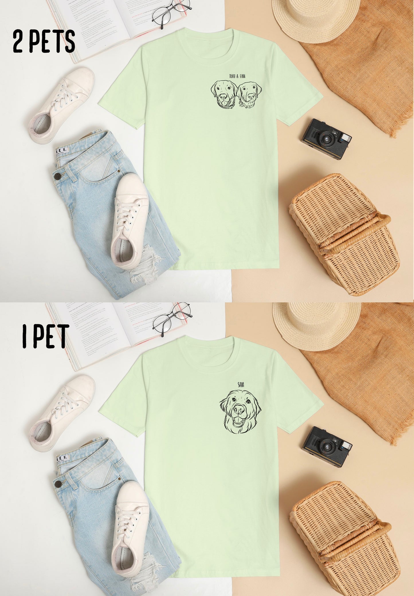 Outline Pet Portrait T-Shirt (Sage Green)