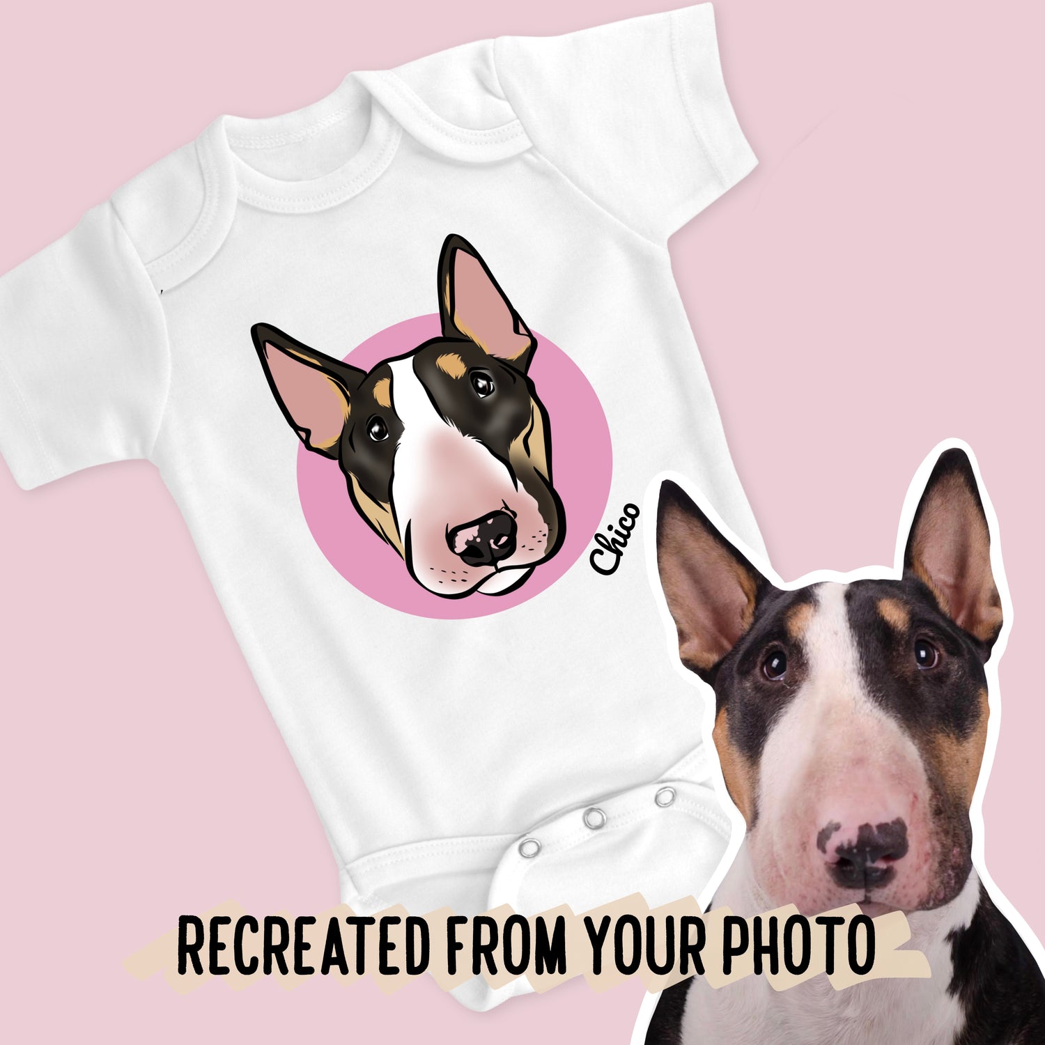 Bespoke Pet Portrait Baby Onesies