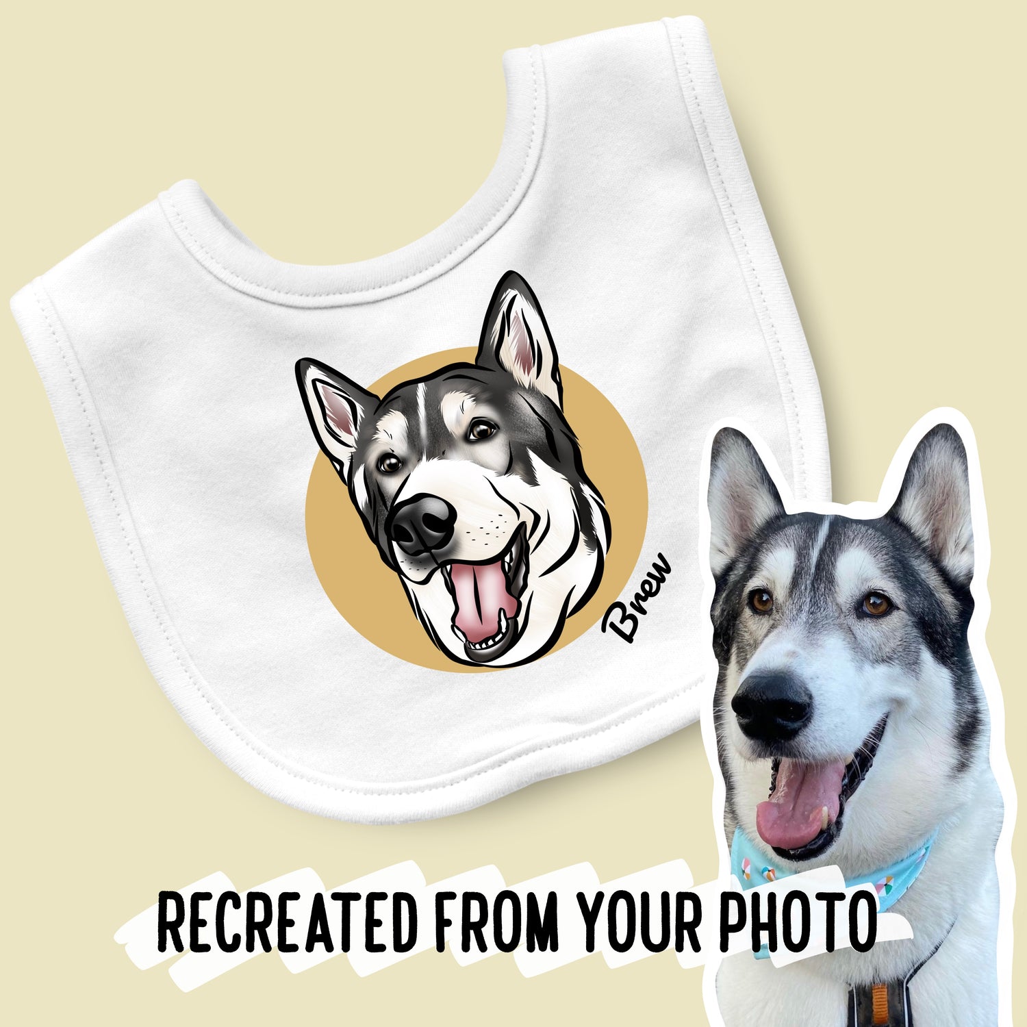Bespoke Pet Portrait Baby Bibs