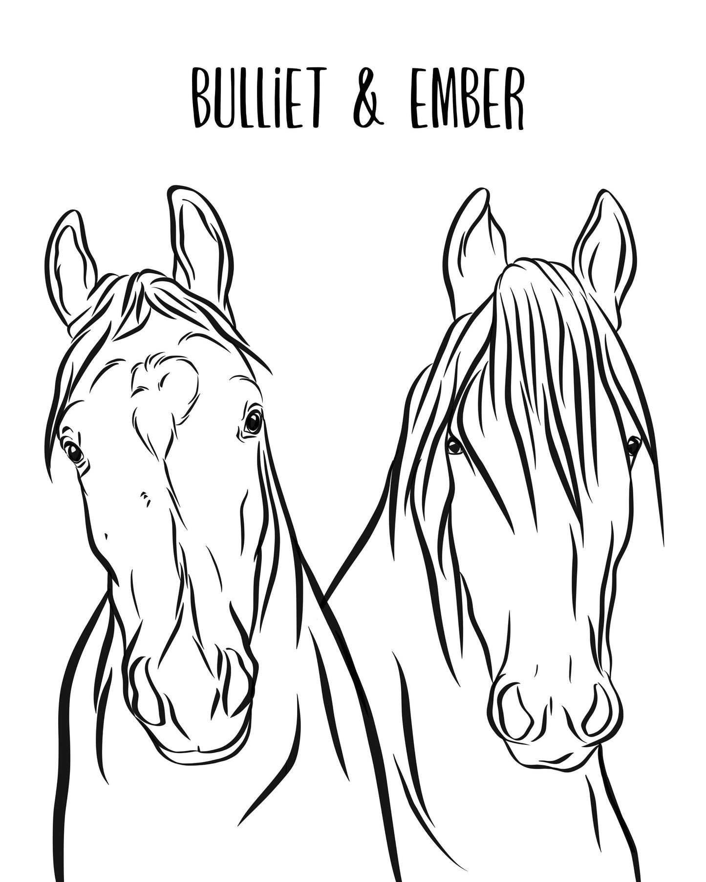 Outline Horse Portrait/ Personalised Horse Line Art Illustration/ Custom Digital Horse Drawing from Photo/ Printable Horse Wall Art Gifts