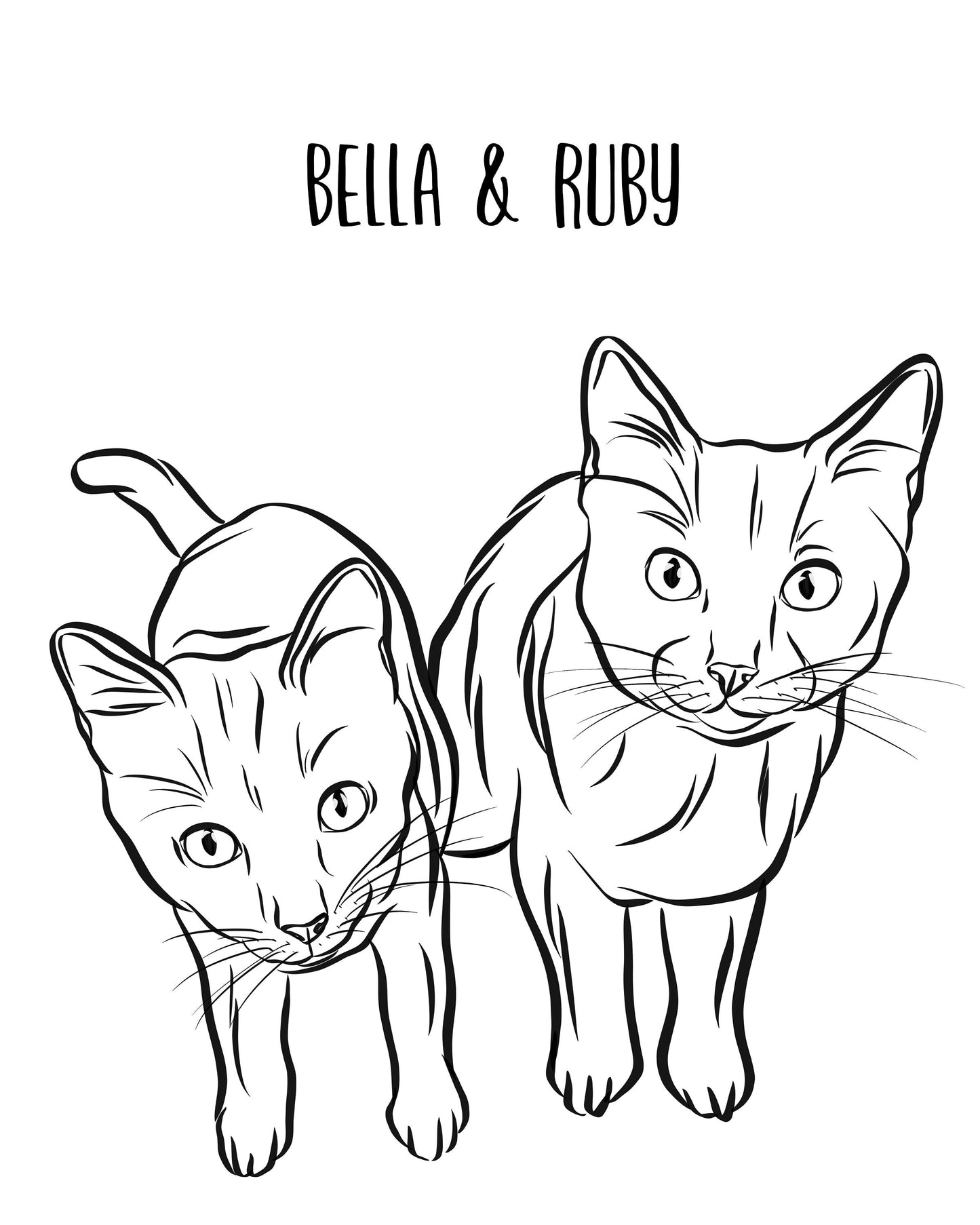 Cat Outline Drawing/ Personalised Line Art/ Minimalistic Cat Illustration/ Cat Owner Memorial Gift/ Cat Loss Gift/ Kitten Portrait Sketch