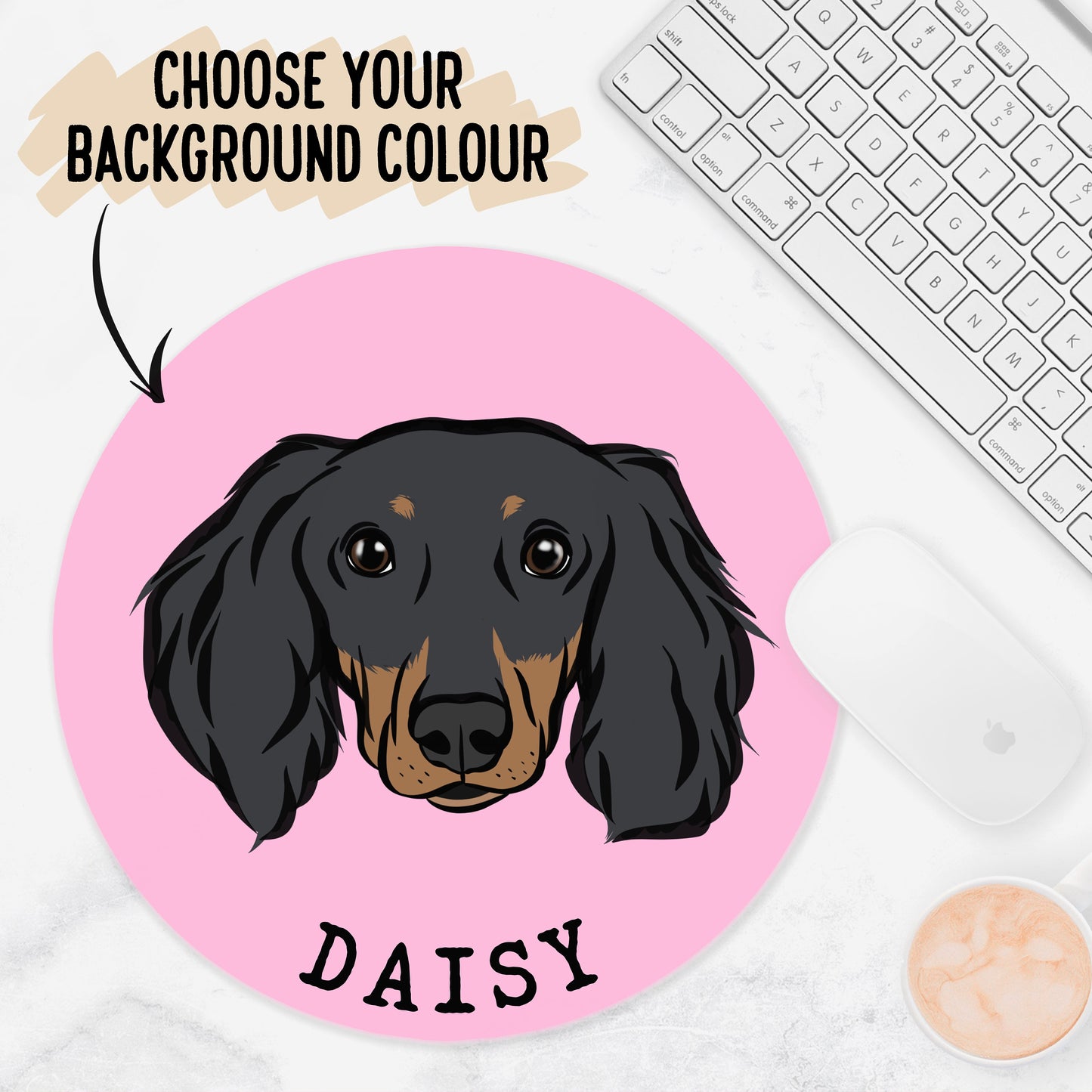 Long Haired Dachshund Mouse Mat/ Custom Your Own Long Haired Dachshund Mouse Pad/ Bespoke Long Haired Dachshund Mouse Pad/ Gift For Coworker