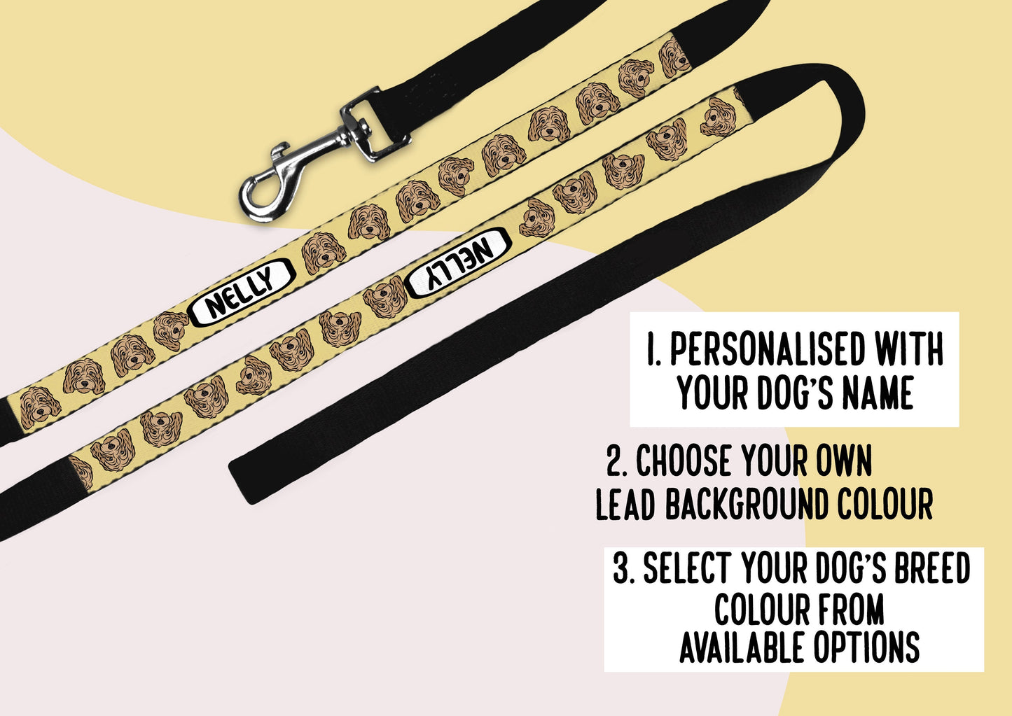 Personalised Cavapoo Dog Face Leash