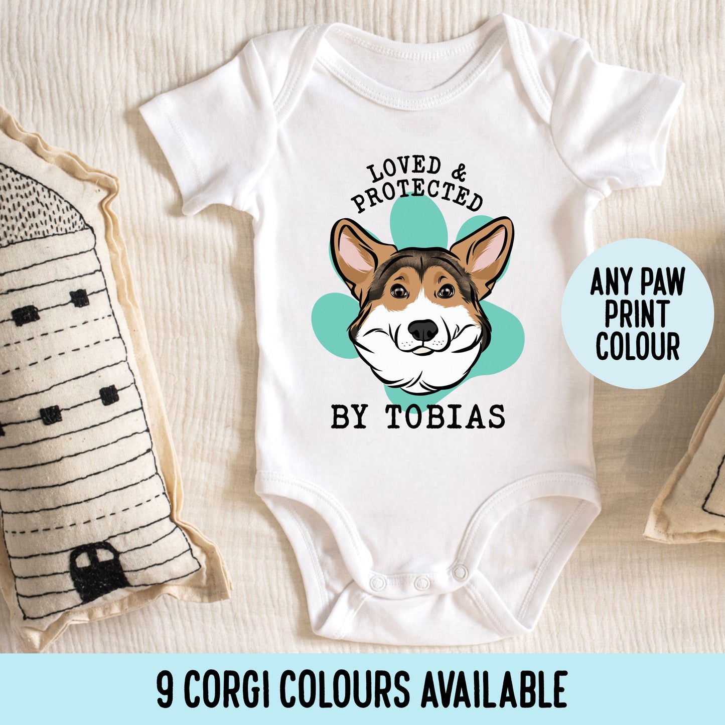 Corgi Face Baby Bodysuit