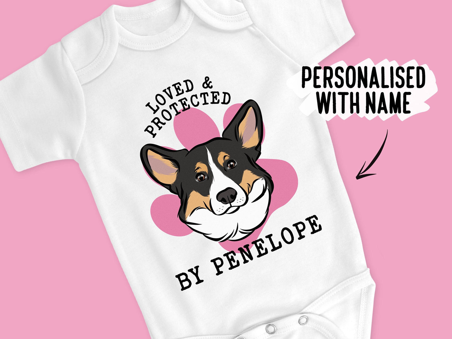 Corgi Face Baby Bodysuit