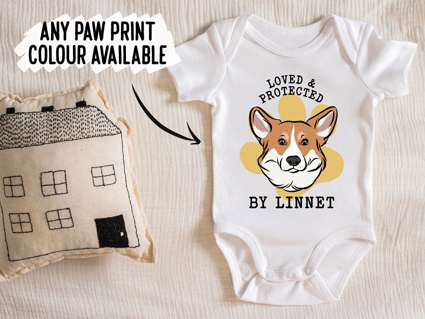 Corgi Face Baby Bodysuit