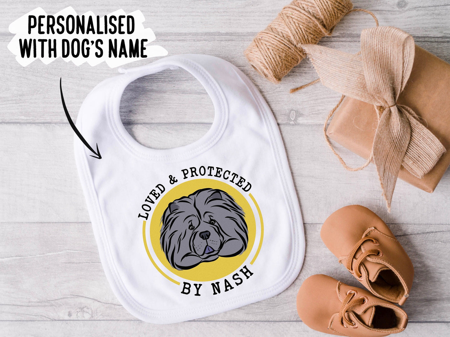 Personalised Chow Chow Baby Bib