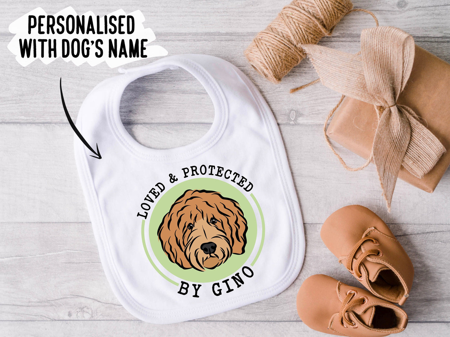 Personalised Goldendoodle Baby Bib