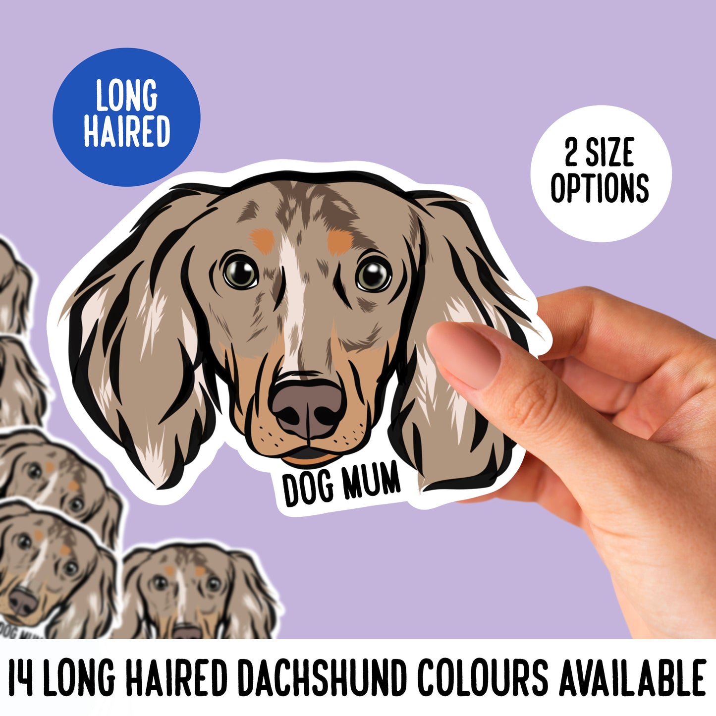 Long Haired Dachshund Stickers/ Custom Sausage Dog Face Laptop Stickers/ Dog iPad Tablet Sticker Pack/ Dachshund Lover Gift for Office Staff