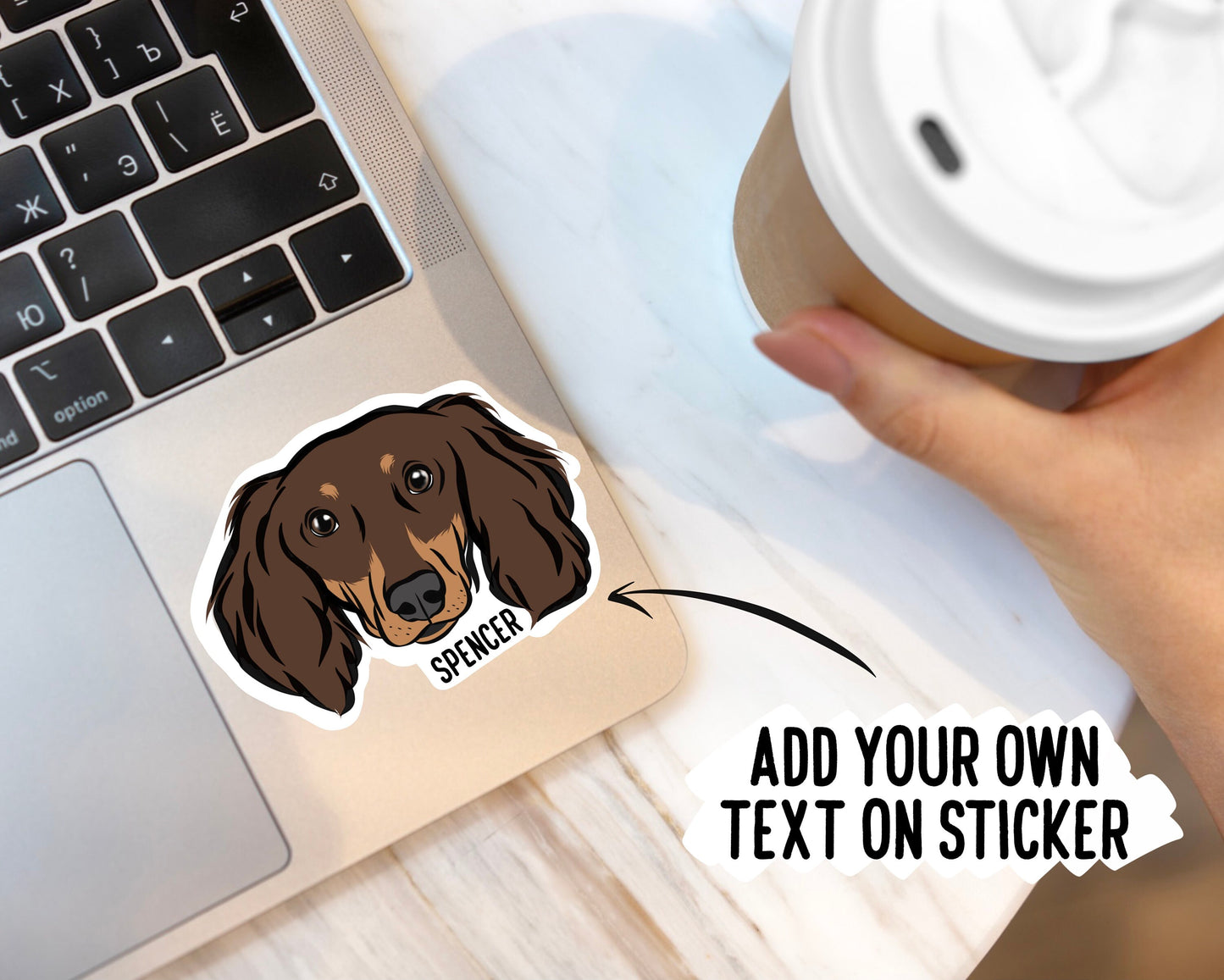 Long Haired Dachshund Stickers/ Custom Sausage Dog Face Laptop Stickers/ Dog iPad Tablet Sticker Pack/ Dachshund Lover Gift for Office Staff