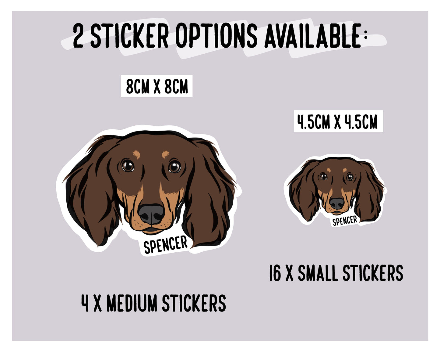 Long Haired Dachshund Stickers/ Custom Sausage Dog Face Laptop Stickers/ Dog iPad Tablet Sticker Pack/ Dachshund Lover Gift for Office Staff