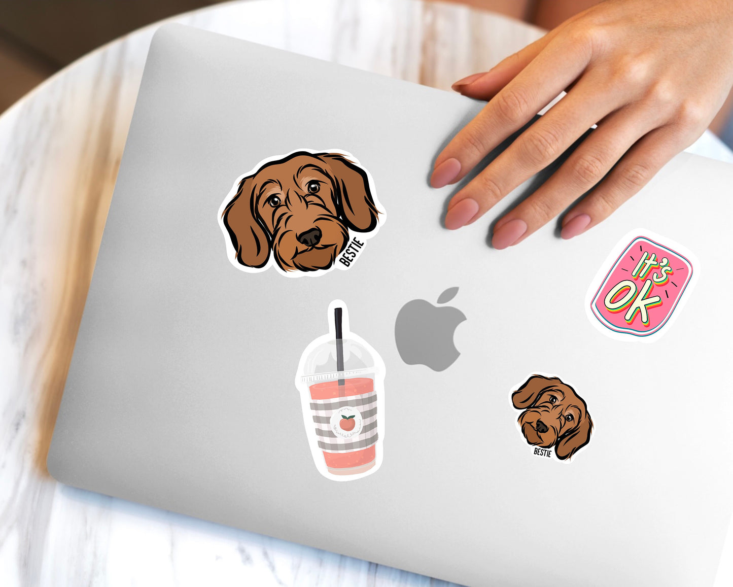 Wire Haired Dachshund Stickers/ Personalised Sausage Dog Sticker Pack/ Dog Face Laptop Tablet Stickers/ Dachshund Lover Office Desk Gift