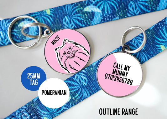 Pomeranian Outline ID Tag/ Personalised Pomeranian Face Collar Tag/ Cute Pomeranian Name Tag/Custom Small Dog Identity Tag/ Pomeranian Lover