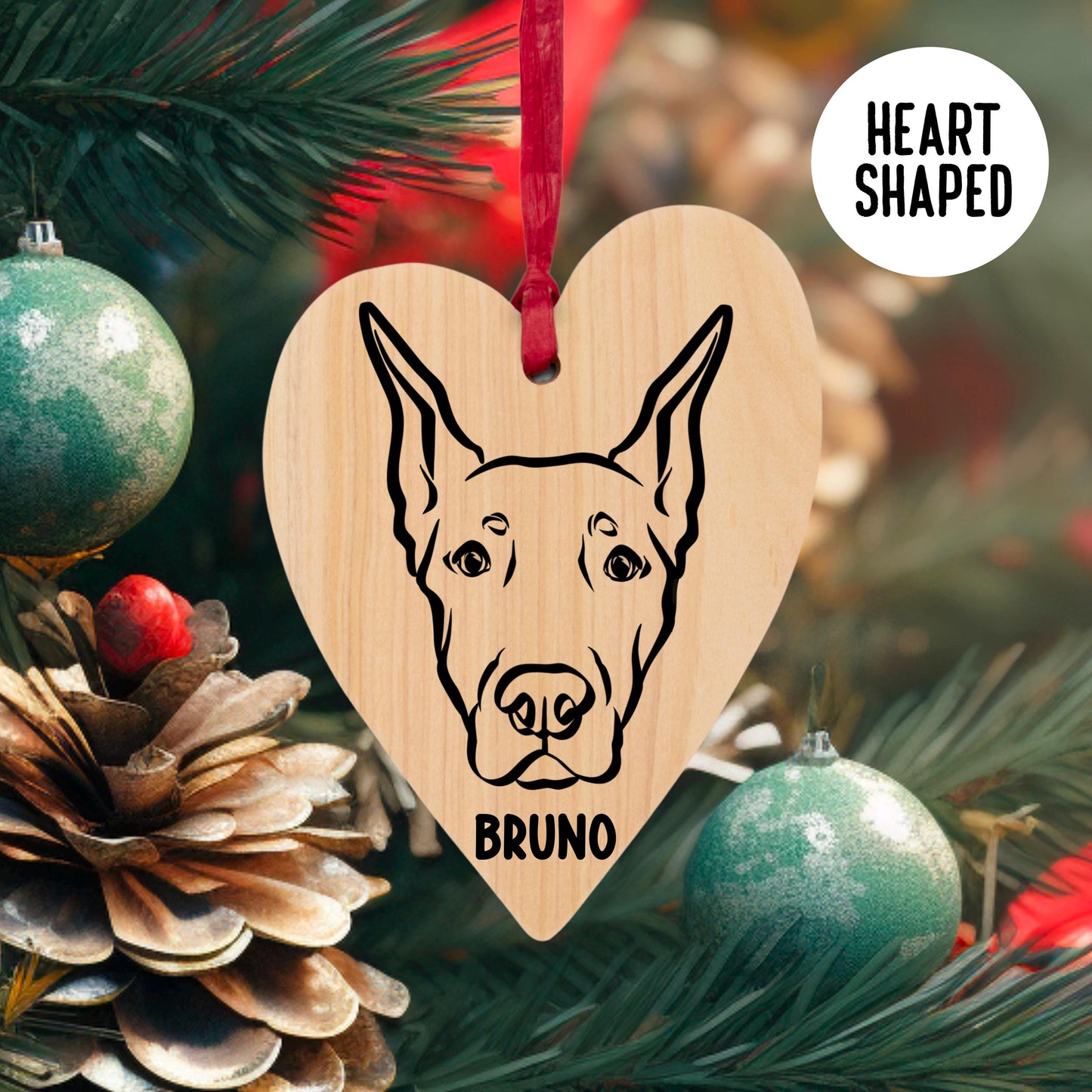 Doberman Christmas Wooden Ornament