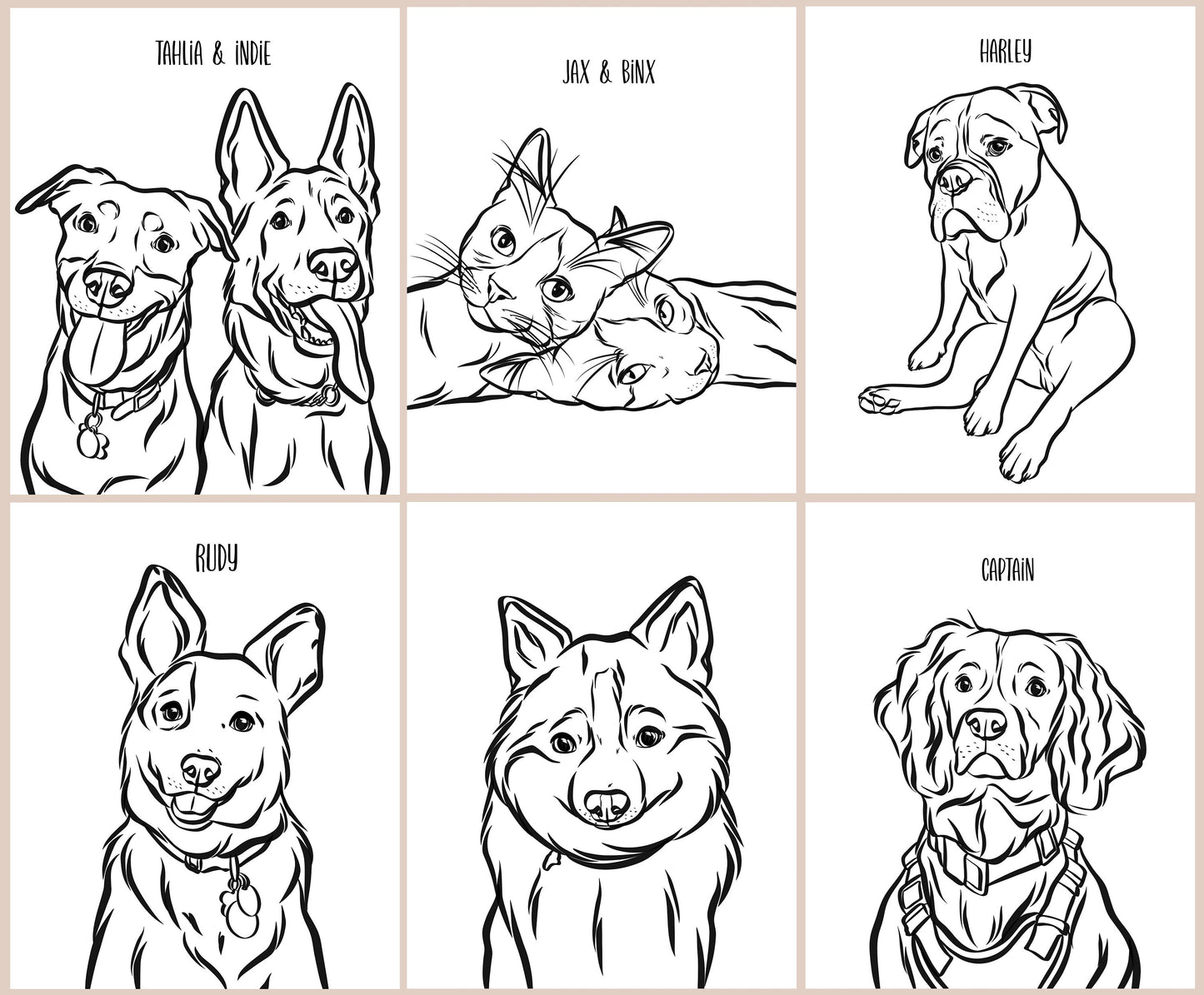 Outline Pet Drawing/ Minimalist Line Art Commission/ Custom Digital Portrait/ Personalised Illustration/ Recreated Dog Cat Cartoon