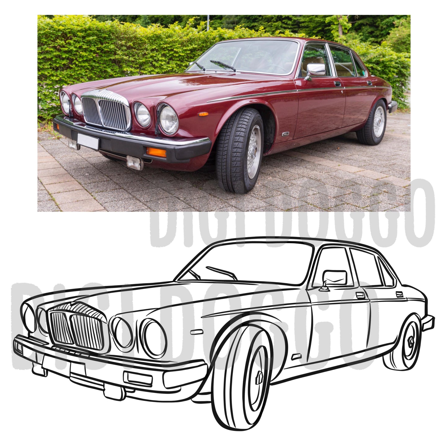 Custom Digital Outline Car Drawing/ Retro Car Illustration From Photo/ Personalised Car Line Art/ Car Gift for Man/ Artistic Gift for Father