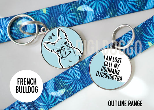 French Bulldog Outline ID Tag