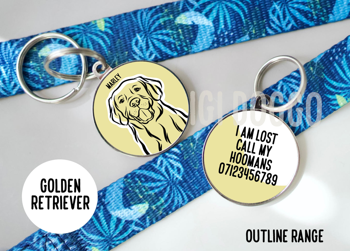Golden Retriever Outline ID Tag