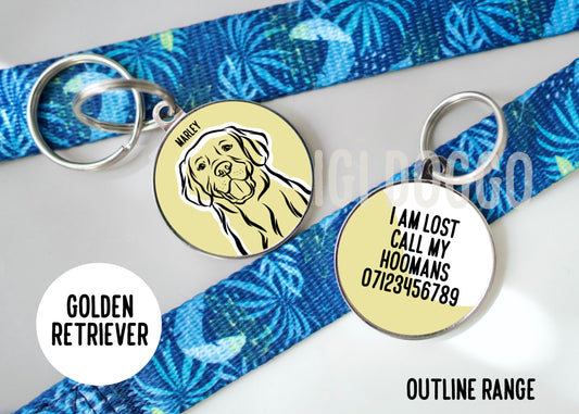 Golden Retriever Outline ID Tag
