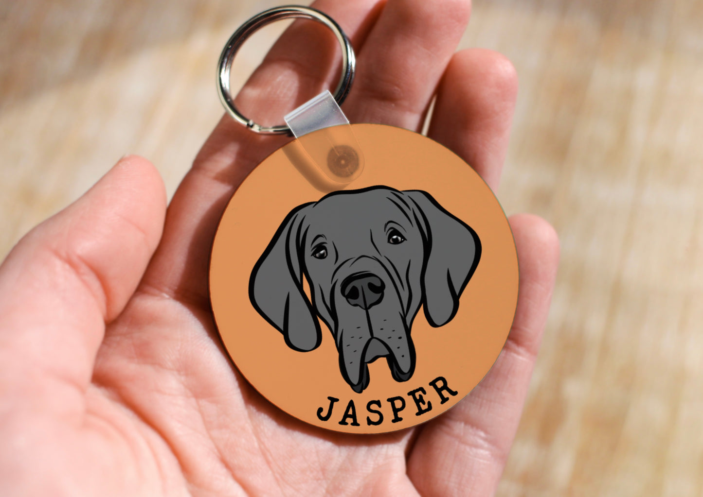 Great Dane Portrait Keyring