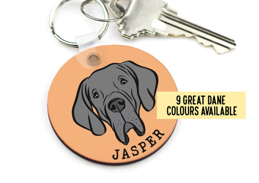 Great Dane Portrait Keyring