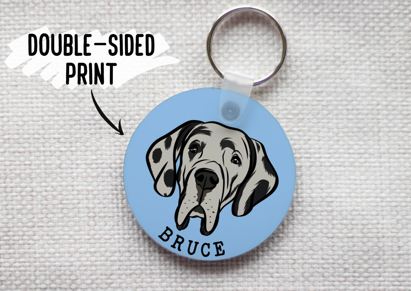 Great Dane Portrait Keyring