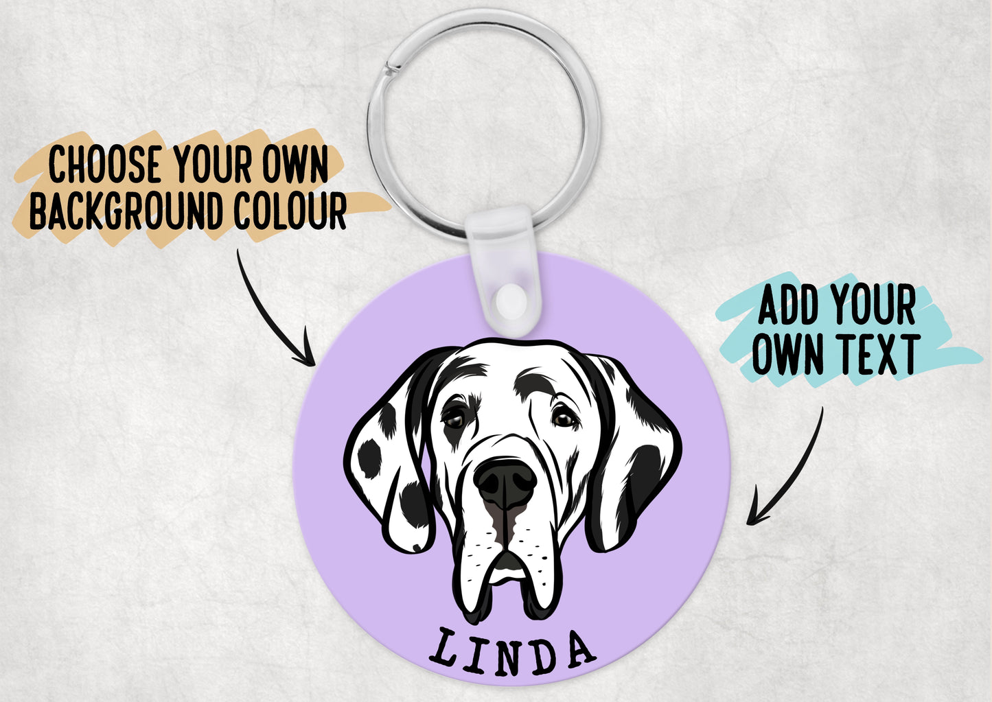 Great Dane Portrait Keyring