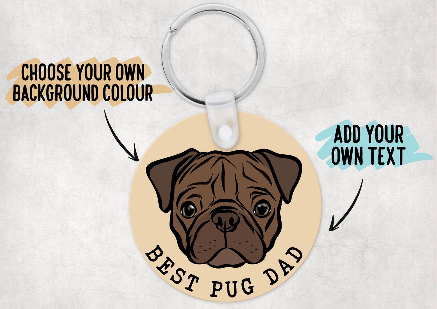 Personalised Pug Keyring