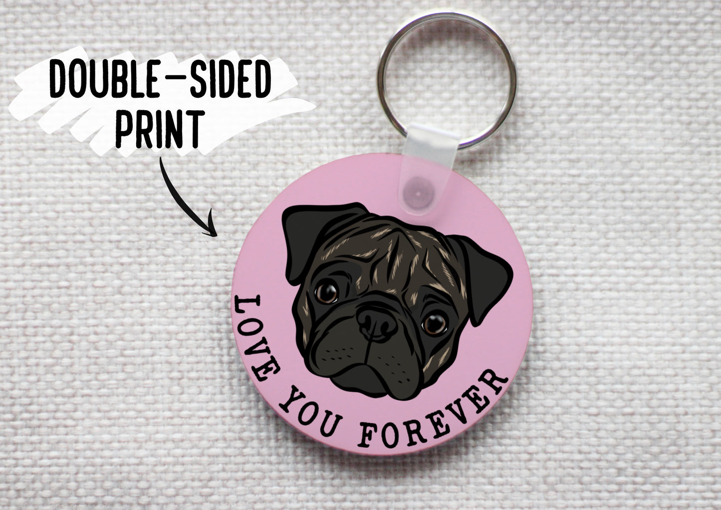 Personalised Pug Keyring