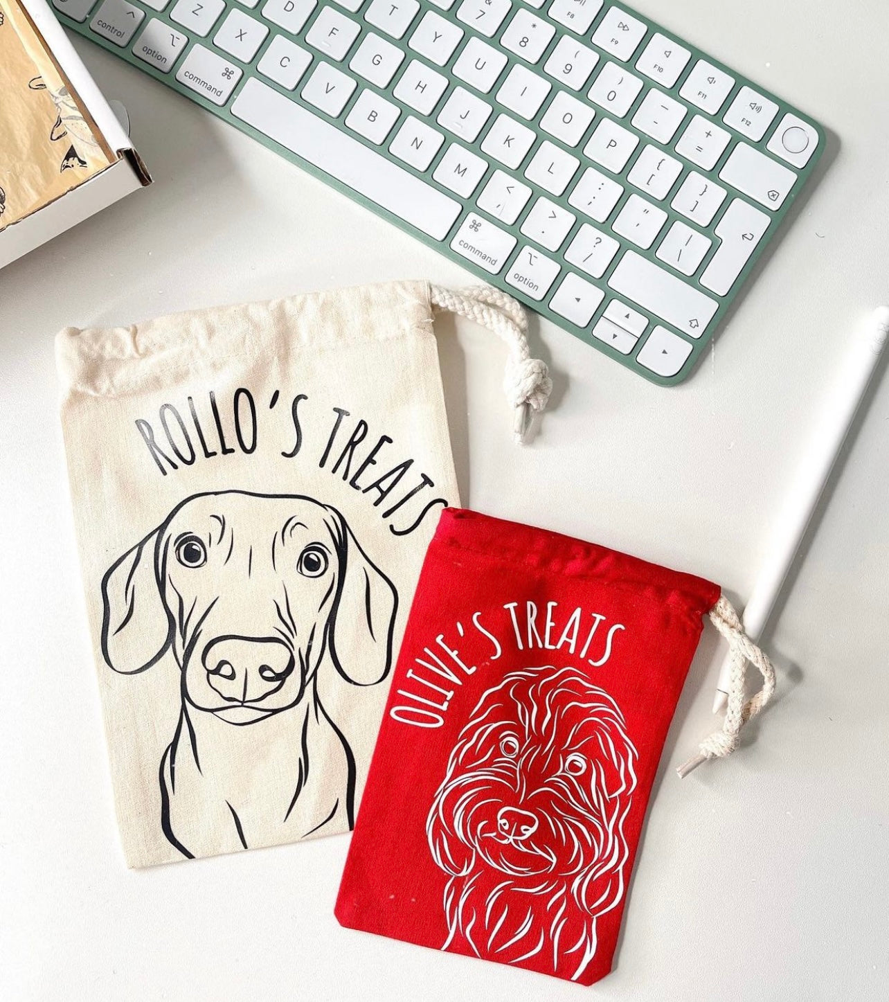 Pet Portrait Treat Bag (Red)
